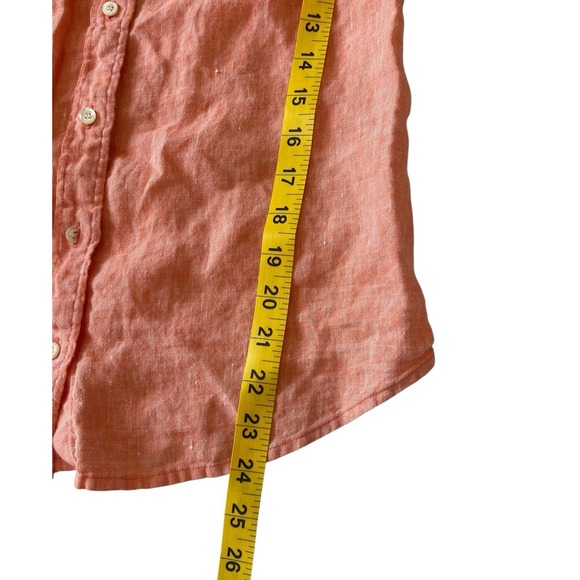 Women's J.crew Perfect Baird Mcnutt Irish Linen Buttondown Size 0 Coral Pink - Picture 6 of 8